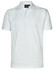 A white polo shirt with a collar and short sleeves, featuring a logo on the neckline.
