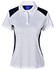 Ladies' Winner Polo shirt in white with black side panels and a collar. Features a logo on the chest.