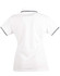 A white ladies' polo shirt featuring a contrasting collar and sleeve trim, with a logo on the chest.