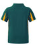 A kids' short-sleeve polo shirt in green with yellow accents and a logo. The back view is displayed.
