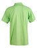 A green polo shirt with short sleeves and a collar, featuring a branding logo.