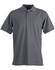 A grey men's polo shirt featuring a collar, short sleeves, and a three-button placket. It includes a logo.