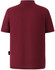 A maroon polo shirt featuring a collar and short sleeves, with a logo on the back.