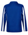 A blue long sleeve polo shirt with white accents and mesh details at the sides. It features a collar and a logo.