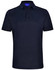 A navy blue bamboo charcoal polo shirt featuring a collar and a logo. Short sleeves complete the design.