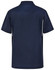 A navy blue kids' polo shirt featuring short sleeves and a collar, with branding on the back.