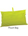A bright yellow pouch bag with a zip closure and a handle for easy carrying. It features a logo.
