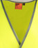 A bright yellow safety vest with reflective shoulder tapes and a grey trim, featuring a logo label.
