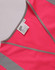 A pink safety vest featuring grey reflective shoulder tapes and a label inside.