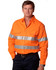 An orange long-sleeved drill shirt featuring reflective 3M tape stripes, designed for safety wear.