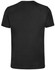 A black unisex cotton t-shirt with short sleeves and a plain back, featuring a logo.