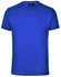 A blue unisex cotton T-shirt with short sleeves and a round neckline, featuring a logo.