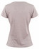 A grey heather women's short-sleeve T-shirt featuring a fitted design and a logo on the back.