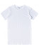 A plain white men's premium cotton tee featuring a round neckline and short sleeves, with a logo on the label.