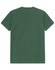 A green premium cotton men's t-shirt, featuring a plain back design and a subtle branding logo.