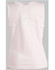 A women's singlet in light pink, featuring a mesh back and a logo. Ideal for sportswear.