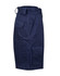 A pair of navy heavy cotton drill shorts with multiple pockets and a branded logo.