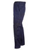 Lightweight semi-fitted navy work pants with multiple pockets and contrasting stitching. Includes a branding logo.