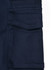 Navy unisex cotton stretch ripstop segmented work pants featuring multiple cargo pockets and a logo.