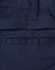 Navy blue unisex cotton stretch ripstop work shorts with a back pocket and a waistband. Features a logo.