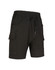 Unisex cotton stretch drill work shorts in dark green, featuring side pockets and an adjustable waistband.