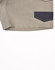 Unisex cotton stretch drill work shorts in khaki with a navy accent pocket. Features a logo on the side.