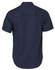 A navy short-sleeve cotton work shirt with a back yoke and one logo.