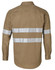 A long-sleeve work shirt in brown featuring reflective 3M tape strips and a logo. Designed for durability and visibility.