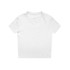A white short-sleeved T-shirt featuring a crew neckline and a simple design. It has a logo on the label.