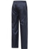 Lightweight nylon waterproof rain pants in navy blue, featuring an elastic waistband and two side pockets.