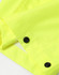 Bright yellow lightweight nylon waterproof rain pants with black buttons. Features a smooth, shiny finish.