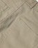 A close-up of khaki ladies' chino pants showcasing detailed stitching and pocket design. The pants have branding present.