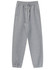 Grey unisex sweatpants with a drawstring waist and pockets, featuring a logo.