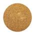 A round, golden cork coaster with a textured surface, part of a set of four coasters.