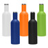A drink bottle collection featuring white, blue, orange, black, and green colours with stainless steel accents.