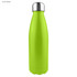 A drink bottle in vibrant lime green with a shiny stainless steel lid and a sleek, single-wall design.