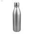 A drink bottle made from shiny aluminium, featuring a sleek silver design and a cap.