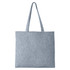 A grey felt tote bag with two sturdy handles and a simple design. It features a logo on one side.