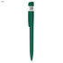 A green USB pen with a solid plastic body and a removable cap, featuring a logo on the surface.