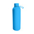 A drink bottle in bright blue, featuring a secure lid and a handle, designed for easy carrying.