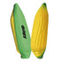 A stress toy shaped like a corn cob, featuring yellow kernels and a green husk. Includes a logo.