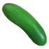 A green stress cucumber in a smooth, elongated shape, designed as a fun stress-relief toy.