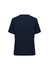 A navy women's V-neck scrub top with short sleeves and a simple design. Features a logo on the back.