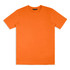 An orange unisex T-shirt with a simple design and short sleeves, featuring a branding logo.
