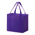 A purple non-woven tote bag with two sturdy handles and a spacious interior, featuring a logo on the side.