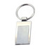 A keyring featuring a sleek, rectangular metallic design with a shiny finish. It includes a circular attachment for keys. A keyring featuring a sleek, rectangular metallic design with a shiny finish. It includes a circular attachment for keys.