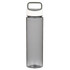 A drink bottle in grey with a white lid and a handle for easy carrying, featuring a logo.