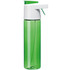 A drink bottle with a transparent green body and a white and green nozzle, featuring a logo.