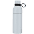 A drink bottle in a sleek white design with a black cap and handle. It features a logo on the body.