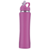 A drink bottle in vibrant pink with a flip-top lid and a sleek design. It features a silver accent and a logo.